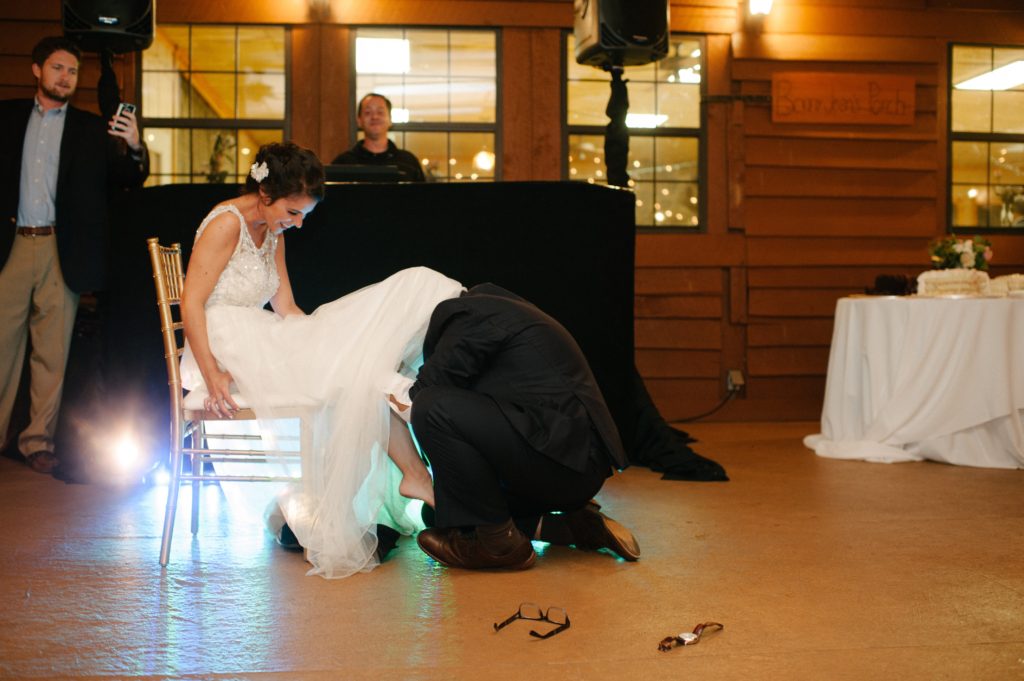 Eric and Jess Pendergrass garter toss wedding day