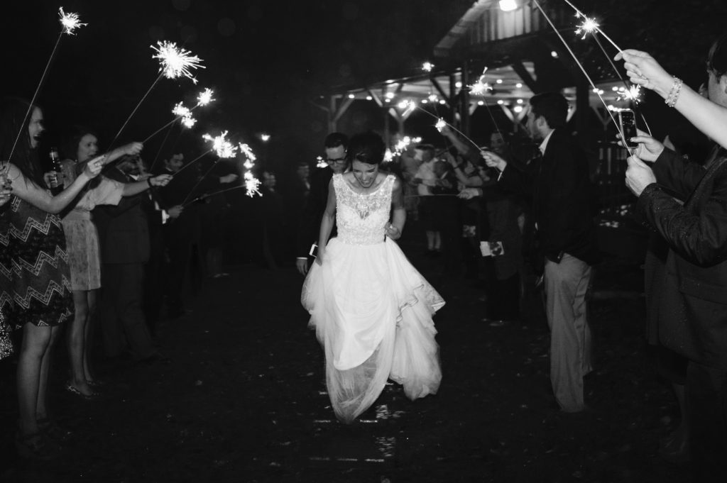 Eric and Jess Pendergrass sparkler exit wedding day