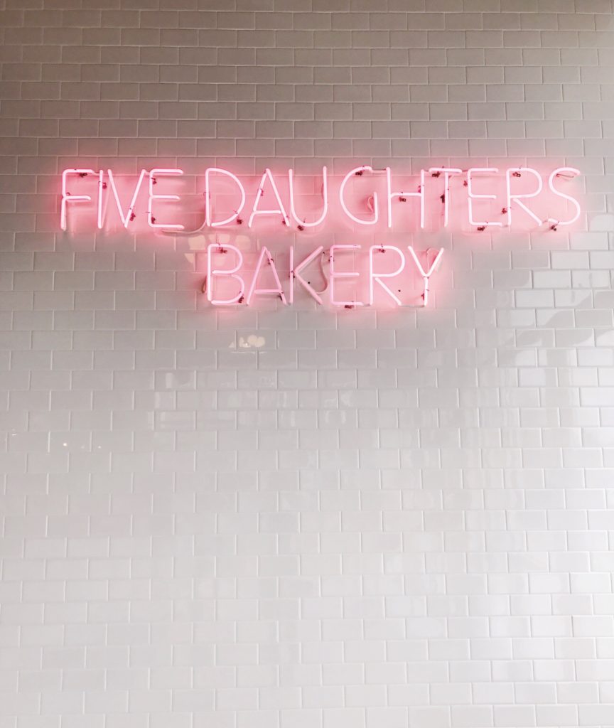 Neon Five Daughters Bakery sign