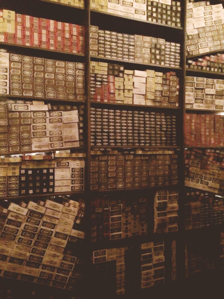 wand boxes in Ollivander's, the Wizarding World of Harry Potter, Universal Studios, Orlando Florida