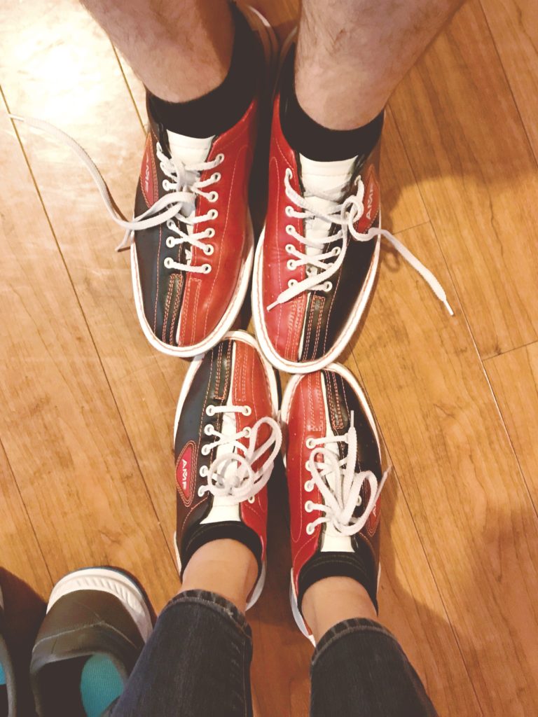 from where I stand: his and her bowling shoes