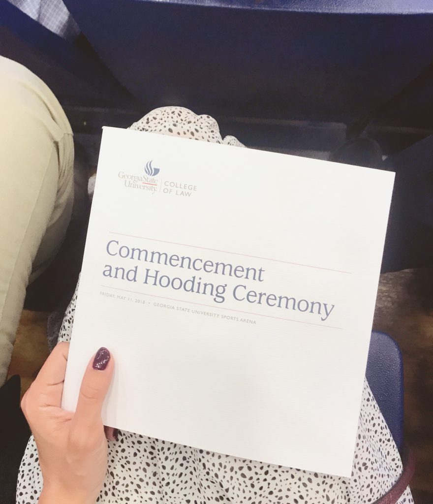 Georgia State University School of Law Commencement and Hooding Ceremony program