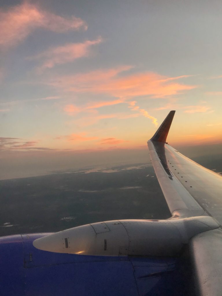 sunrise from plane window