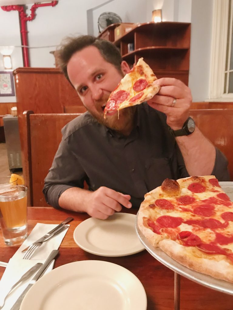 eric pendergrass with pizza