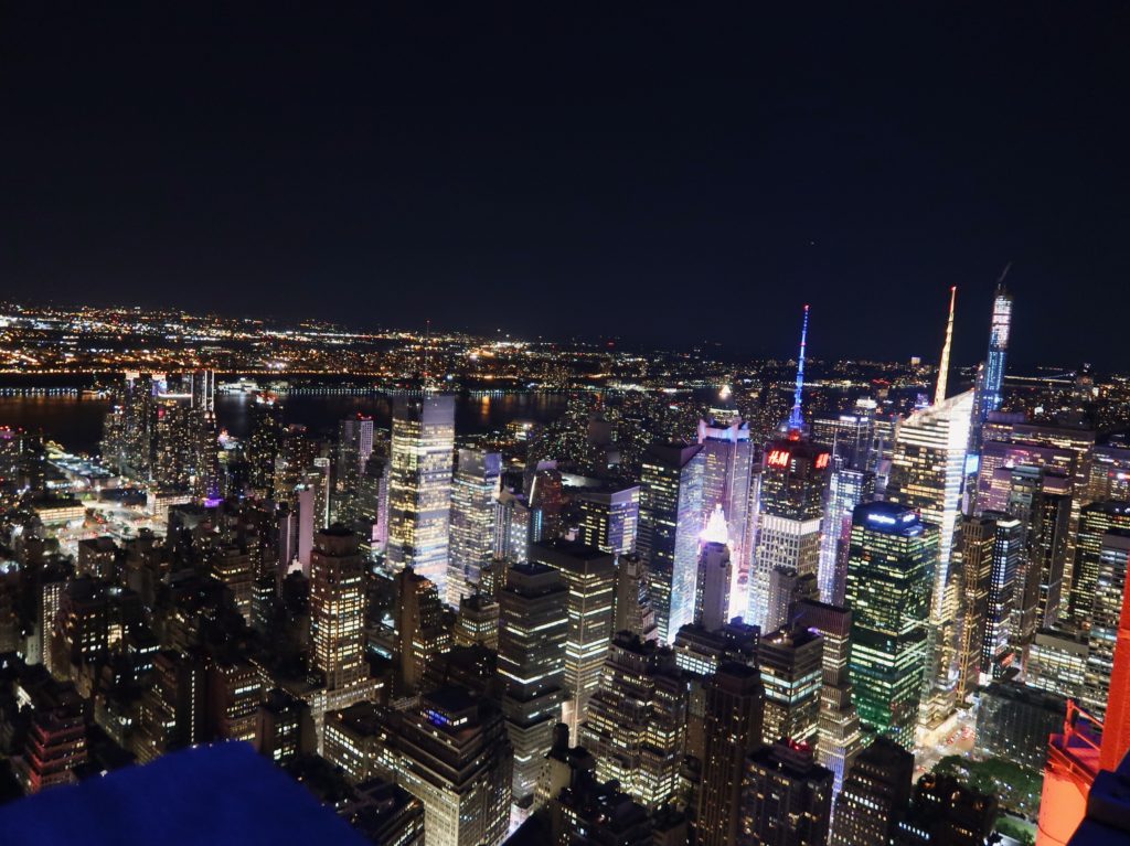 new york city at night from empire state building